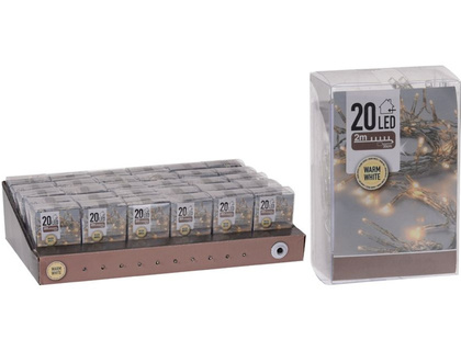 Гирлянда электр. 20 LED, 2 м, тепл белый, IP44, синт, на бат.,арт.AXS300120