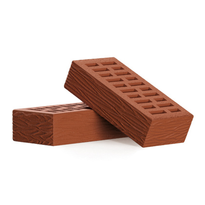 Кирпич керамический лицевой пустотелый одинарный КЛПО-150, красный, рельефный