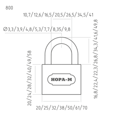 Замок навесной ЗН-800-60 мм 3кл. НОРА-М