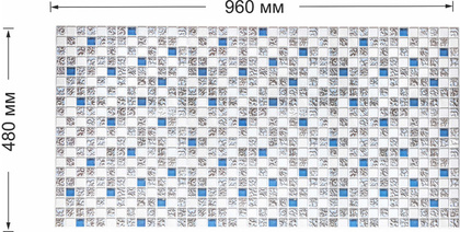 Панель ПВХ Grace Мозаика Коллаж голубой 960х480 мм