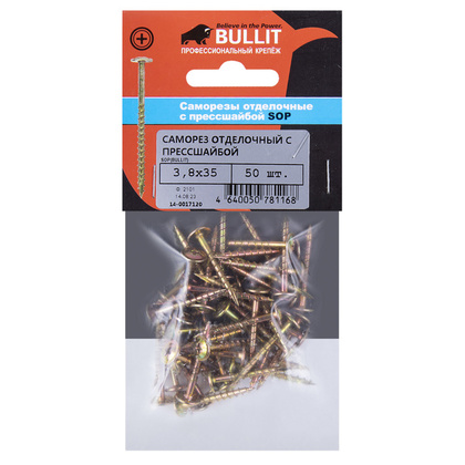 Саморез отделочный с прессшайбой 3,8х35 (50 шт.), Bullit-подвес