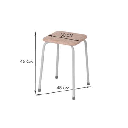 Табурет квадратный Пенек легкий 184 с ЛДСП, серый, цвет сиденья бежевый (v.000 с ЛДСП)