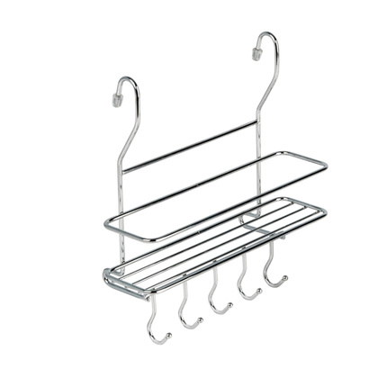 Полка на рейлинг малая с крючками, хром