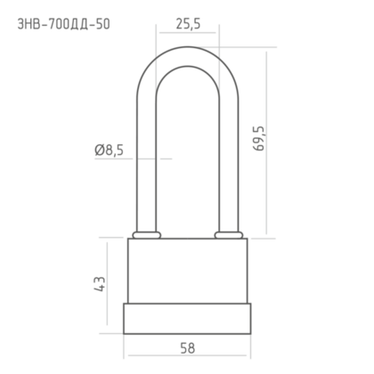 Замок навесной всепогодный ЗНВ-700дд-50 58мм 3кл. НОРА-М