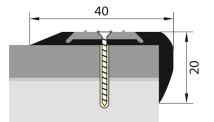Угол д/ступеней с резиновой вставкой(серая) 40мм/20мм/0,9м золото,DOMOLETTI