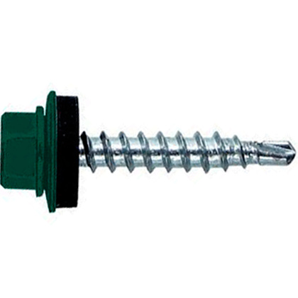 Шуруп кровельный 5,5х19 мм, RAL 6005 зеленый мох, 200 штук