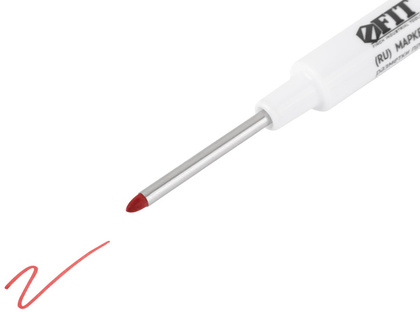 Маркер строительный перманентный, тонкий, удлиненное перо, красный