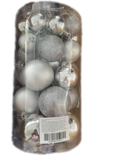 Набор шаров Basic Silver, 10штХ4см, 10штХ5см, 10штХ6см, арт. ACS104010