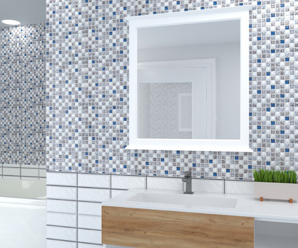 Панель ПВХ Grace Мозаика Коллаж голубой 960х480 мм