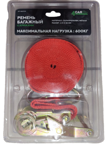 Ремень багажный с крюками 6х0,038м арт.xb2371719, 4CAR