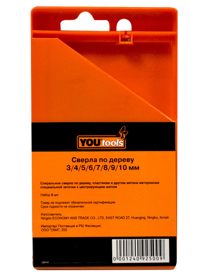 Сверло по дереву Yourtools 8 шт