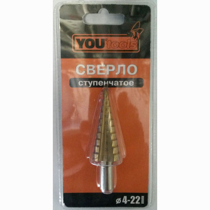 Ступенчатое сверло Yourtools, 10 ступеней, 4-22 мм
