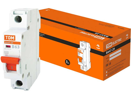 Выключатель автоматический TDM ВА 47-29 1Р 63А 4,5кА (В) SQ0206-0016