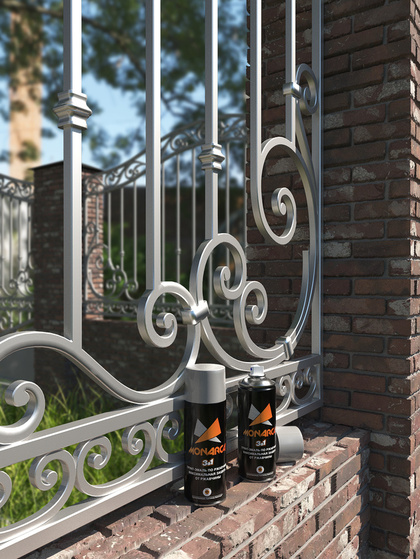 Грунт-эмаль по ржавчине 3в1 Monarca RAL9006 белый алюминий 520мл