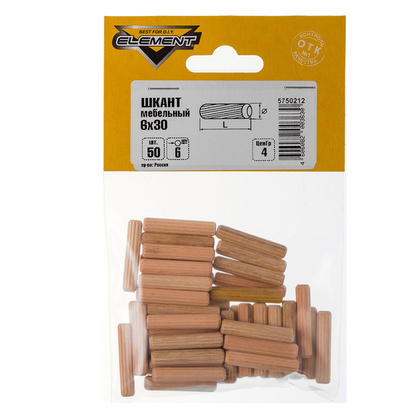 Шкант меб.дер. чопик 6x30мм 50 шт