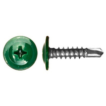 Шуруп по мет. 4,2х16 RAL 6005 зеленый п/шайба сверло (20шт) оцинк.