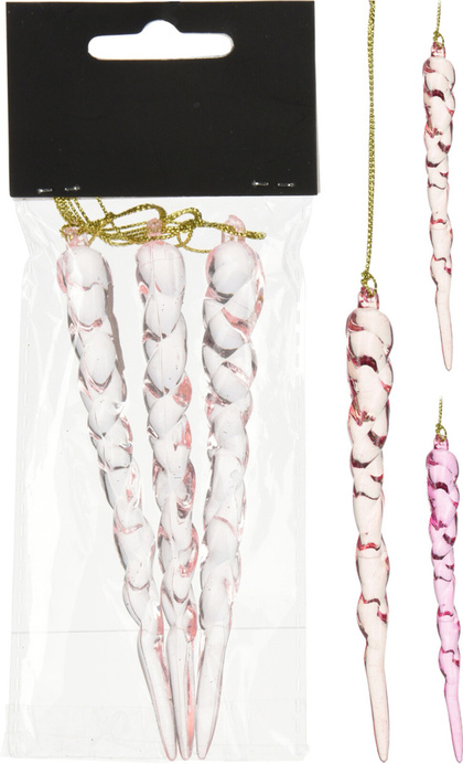 Набор украшений ёлочных Icicle 12см (3шт), полипропилен, арт. CAA734410