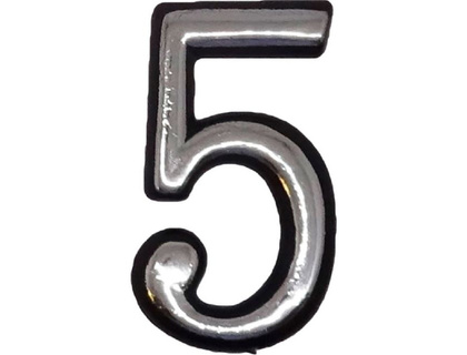 Цифра дверная Большая пластик 5 (хром) клеевая основа