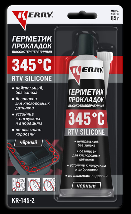 Герметик-прокладка KERRY нейтральный чёрный RTV SILICONE 85г