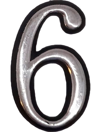Цифра 6 50мм. пластм. клеящ. хром
