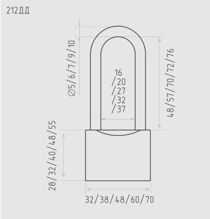 Замок навесной Нора-М ЗН-212ДД-32 мм, 3 ключа