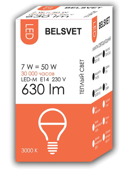 Лампа светодиодная G45 7Вт E14 3000К LED-M БЕЛСВЕТ