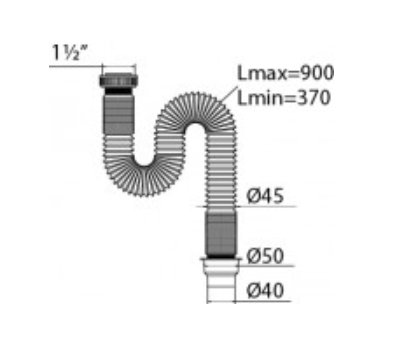Труба пластмассовая гибкая Элит 900мм 1 1/2-д.40/50 (622)