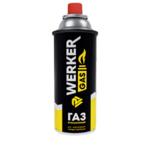 Газ сжиженный WERKER в однораз.баллоне (220гр/520см3,цанг.раз.,всесезон.)