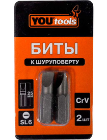 Бита SL6х 25 мм (к-т 2шт) YOURTOOLS