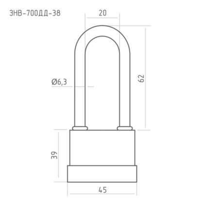 Замок навесной всепогодный ЗНВ-700дд-38 45мм 3кл. НОРА-М