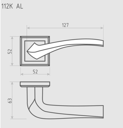 Ручка дверная на розетке НОРА-М 112К AL комплект ручек - Графит