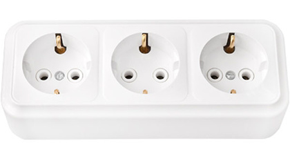 VIKA бел. Розетка 3-гнездн. с/з РА16-265, ОККО