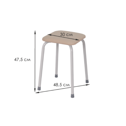 Табурет квадратный Пенек крепкий 224 с ЛДСП, серый, цвет сиденья ваниль