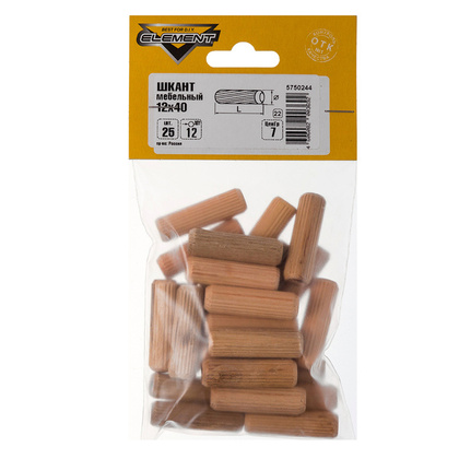 Шкант меб.дер. чопик 12x40мм 25 шт