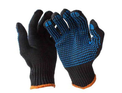 Перчатки с ПВХ нитка лайт черная 82/10, 10 кл 4-х